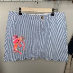 LILLY PULITZER embroidered pinstripe skirt